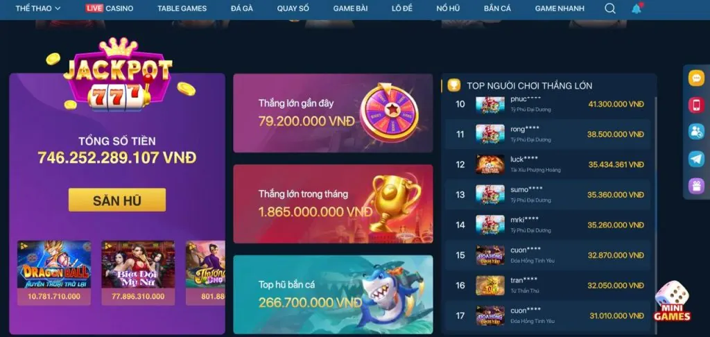 Thư viện trò chơi Nổ Hũ đa dạng
